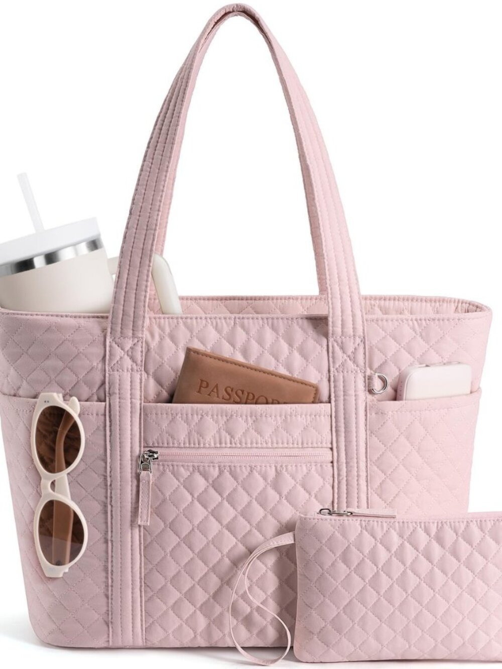 Quilted Tote Bag for Women Puffer Teacher Nurse Cotton Work Tote